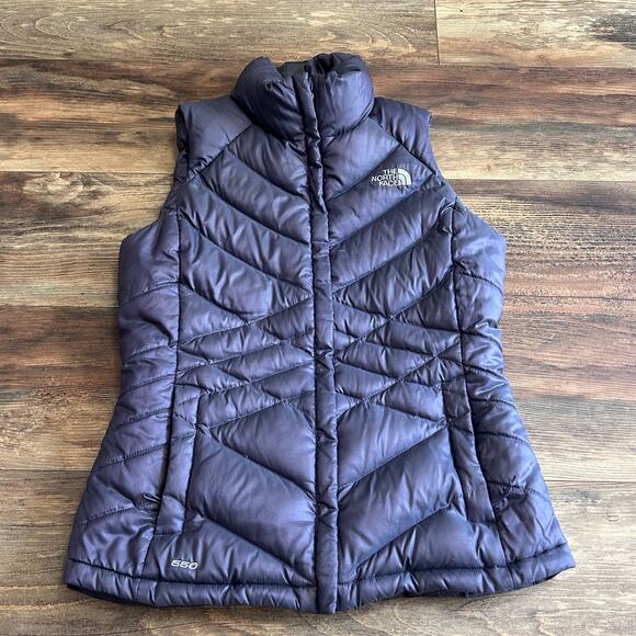 North Face 550 Puffer Vest Goose Down Metallic Purple Women's Small Nylon Zip - Picture 11 of 11